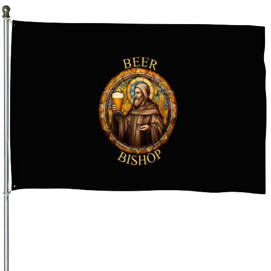 Brewed Blessings: Stained Glass Bishop House Flags