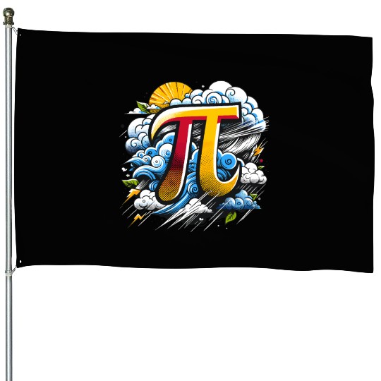 Funny Pi Day 2024 3,14 Pi Number Symbol Math House Flags