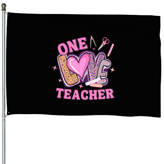 Teacher Valentines Day Hearts One Loved Teacher House Flags