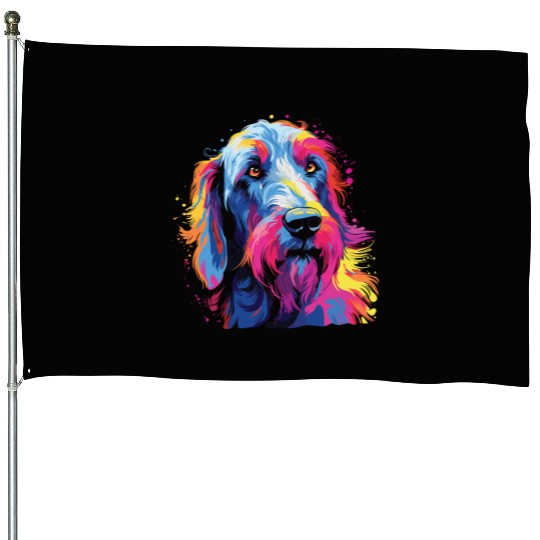 Watercolor Colorful Irish wolfhound House Flags