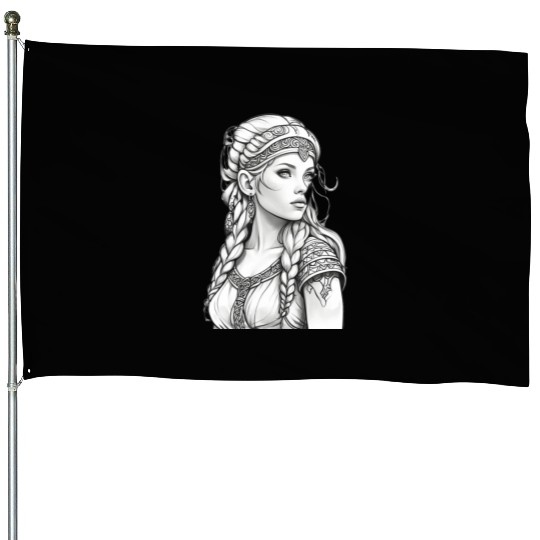 Viking female hairstyles grayscale House Flags