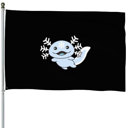 Winter Axolotl With Snowflakes Sweet Winter House Flags