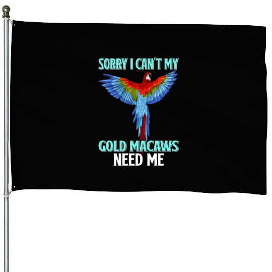 Gold Macaw Ornithologist Enthusiast Gift House Flags