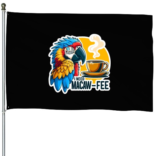 Blue Gold Macaw Macaw-Fee Coffee Lover House Flags