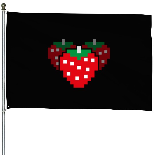 8 Bit Pixel Strawberry 80s Video Game 100 Days of House Flags