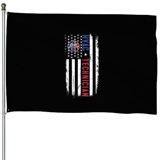HVAC Technician US American Flag HVAC Mechanic Eng House Flags