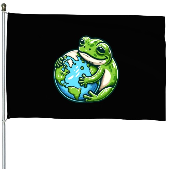 Frog Embracing Earth: Earth Day House Flags