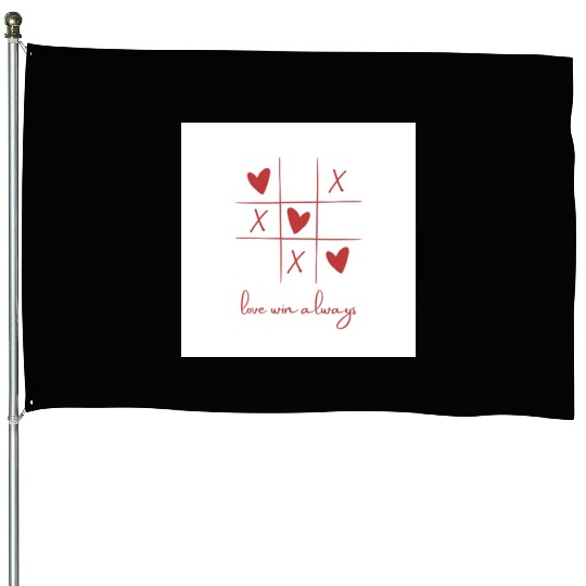 Beige Rouge Amour Saint Valentin House Flags