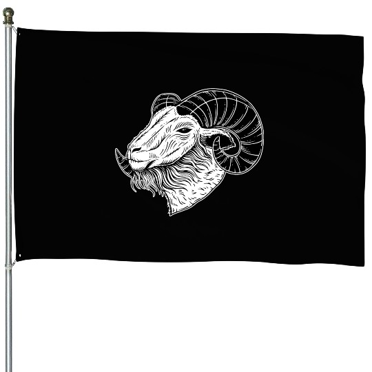 Baphomet Goat Devil Horn Head House Flags