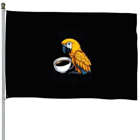 Gold Macaw Macaw-Fee Coffee Lover House Flags
