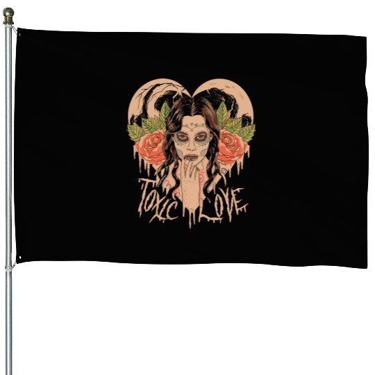 Toxic Love Valentine Couple Gift House Flags