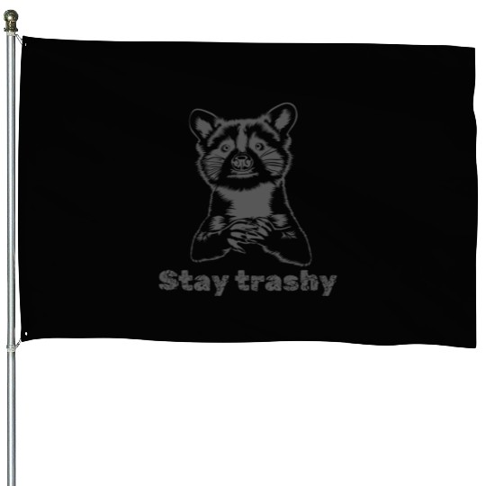 Funny Stay Trashy Possum Raccoon Vintage Street House Flags