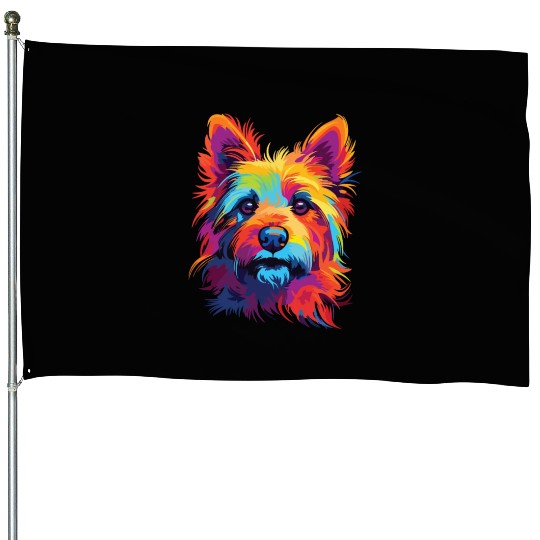 Watercolor Colorful Australian Terrier House Flags