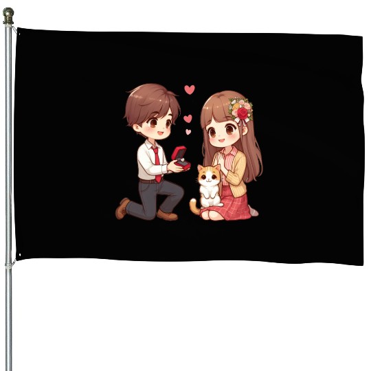 A Man proposing beautiful girl on Valentine s day House Flags