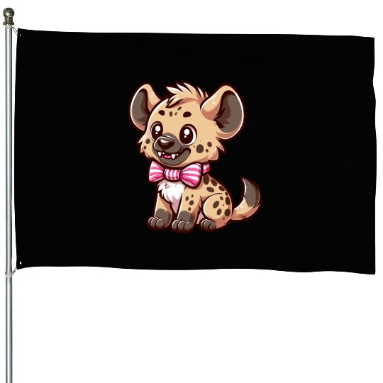 Playful Hyena Cartoon House Flags