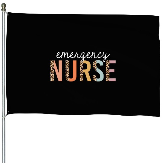 Emergency Nurse Leopard Print Er Nurse Nursing Sch House Flags