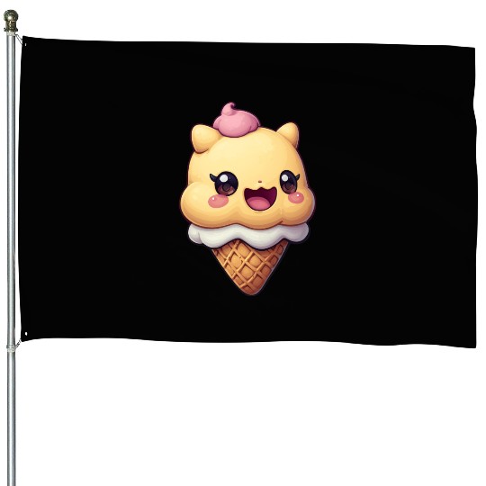 Smiling Ice Cream Delight House Flags