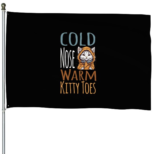 Cold Nose Warm Kitty Toes White Cat Winter Outfit House Flags