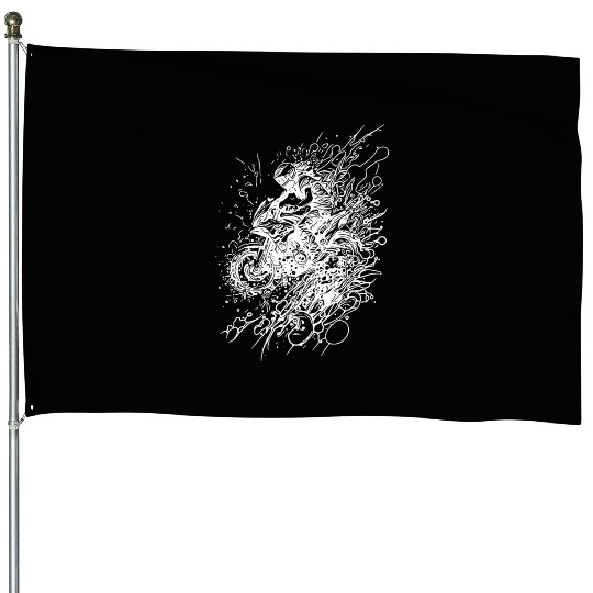Motorcycle Street Sports Vintage Splash Style House Flags