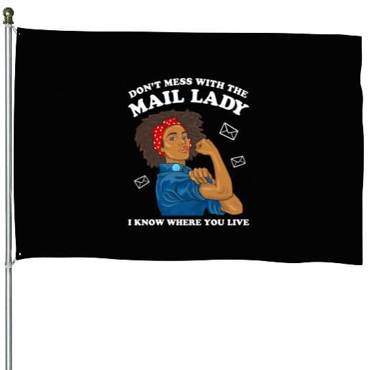 African American Postal Worker Mail Lady Funny House Flags