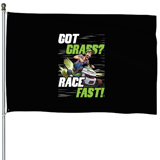 Lawn Mower Racing Got Grass Race Fast House Flags