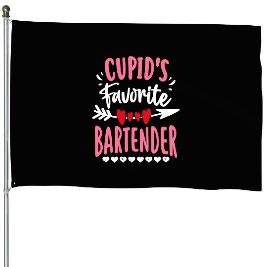 Cupid's Favorite Bartender Valentines Day Matching House Flags