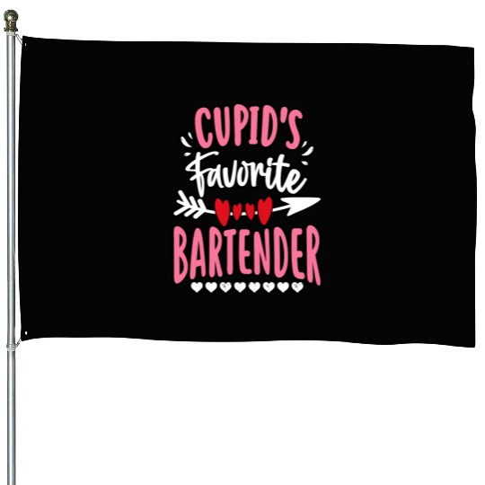 Cupid's Favorite Bartender Valentines Day Matching House Flags
