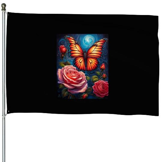 Emerald Monarch: A Delicate Embrace of Nature House Flags