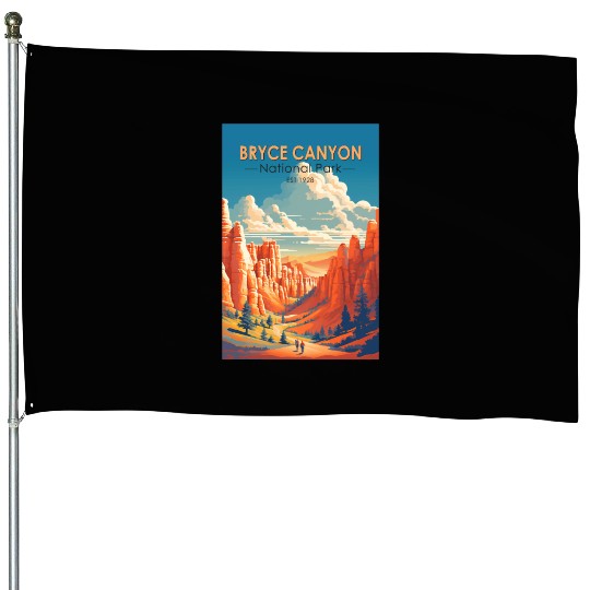 Bryce Canyon National Park Travel Art Vintage House Flags