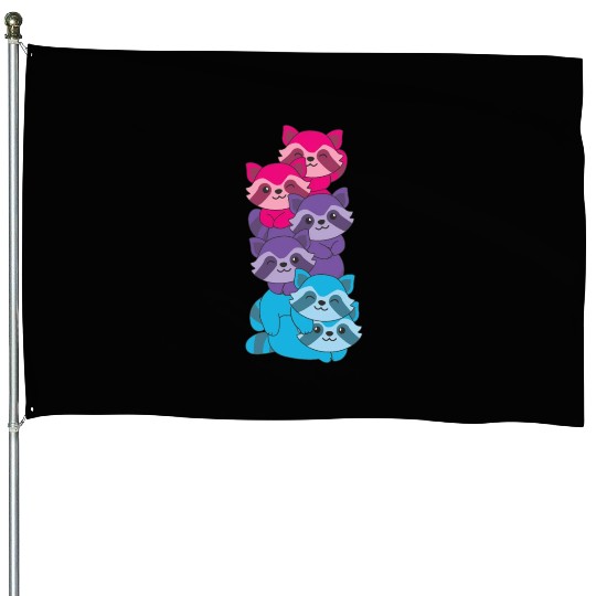 Androgynous Flag Pride Lgbtq Cute Raccoon House Flags