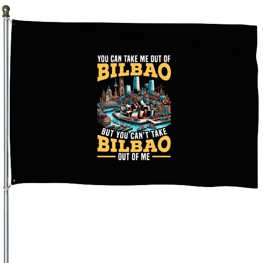 Bilbao Spain Travel Vacation I Love Bilbao Skyline House Flags