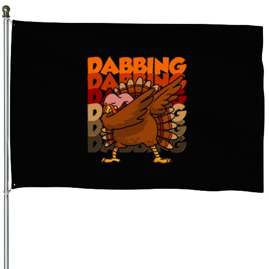 Dabbing Turkey House Flags Thanksgiving