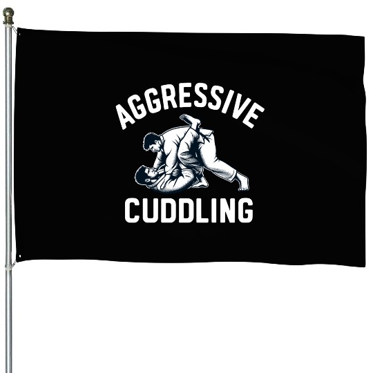 Aggressive Cuddling Funny Japanese Judo Jiu Jitsu House Flags