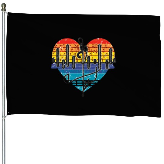 Valentine's day heartbeat House Flags