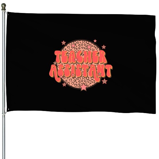 Retro Groovy Leopard Teacher Assistant House Flags