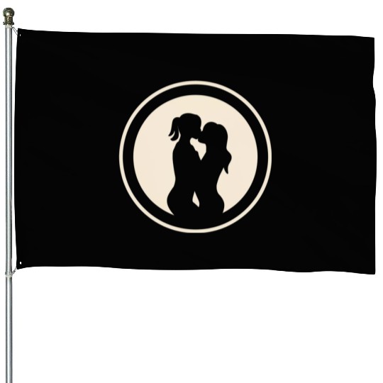 Silhouette of Lesbian Couple House Flags