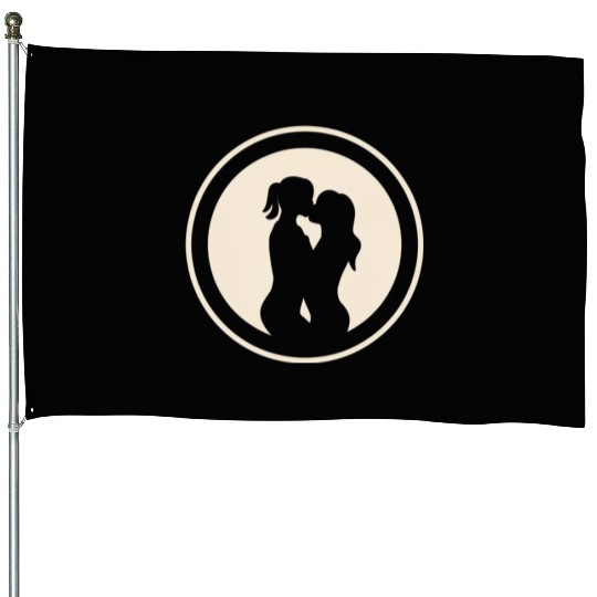 Silhouette of Lesbian Couple House Flags