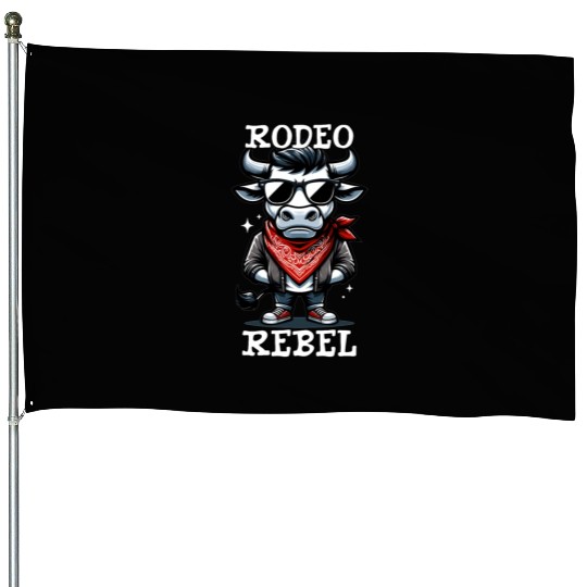 Rodeo Bull Riding Livestock Show Farmer Cattle House Flags
