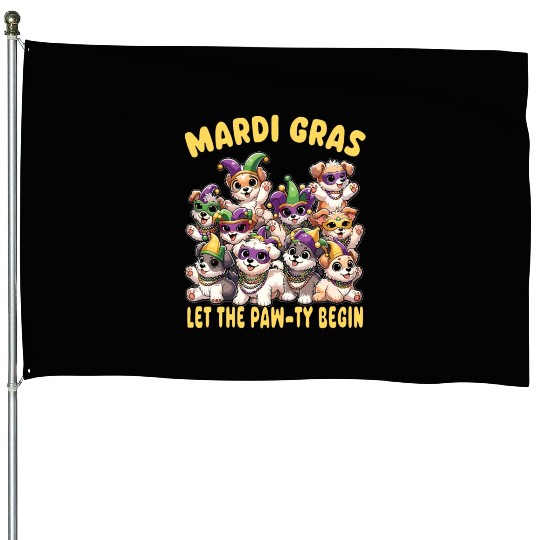 Mardi Gras Puppies Masquerade -Dog Lover House Flags