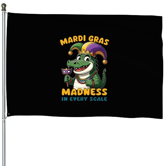 Mardi Gras Crocodile Masquerade Lover House Flags