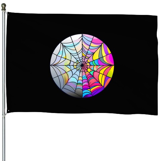 colorful spider web stained glass House Flags