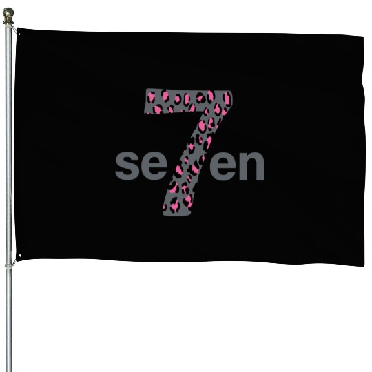 Seven in pink animal print House Flags