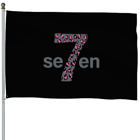 Seven in pink animal print House Flags