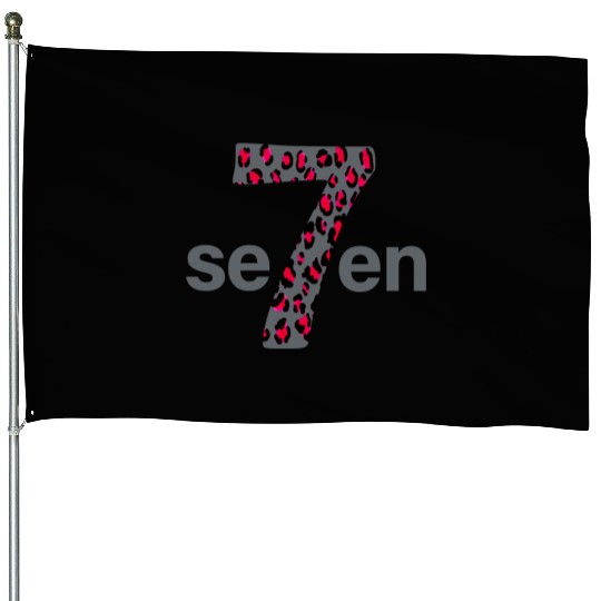 7 in red animal print House Flags