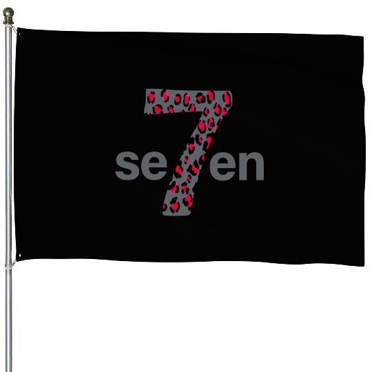 7 in red animal print House Flags