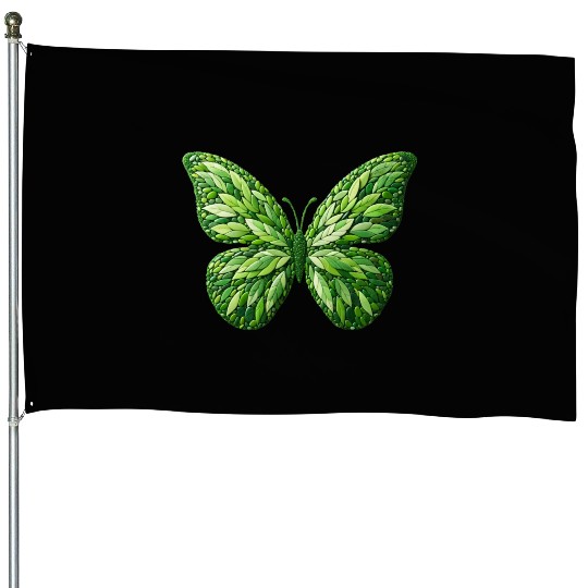 Verdant Leafwing Monarch Butterfly House Flags