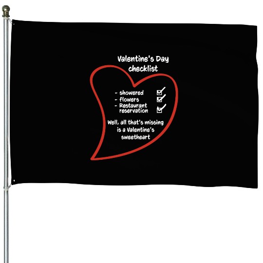 Romantic Love Heart Valentine's Day Couples House Flags