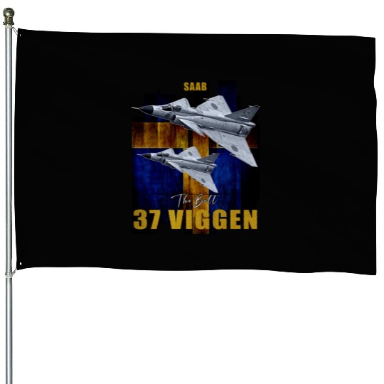 Saab 37 Viggen Swedish Multi Combat Aircraft House Flags