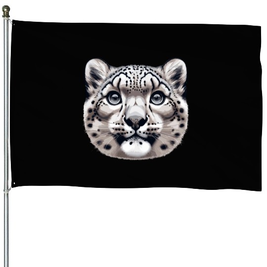 Snow Leopard Leopard White Leopard House Flags