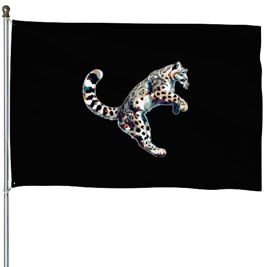 Snow Leopard Leopard White Leopard House Flags